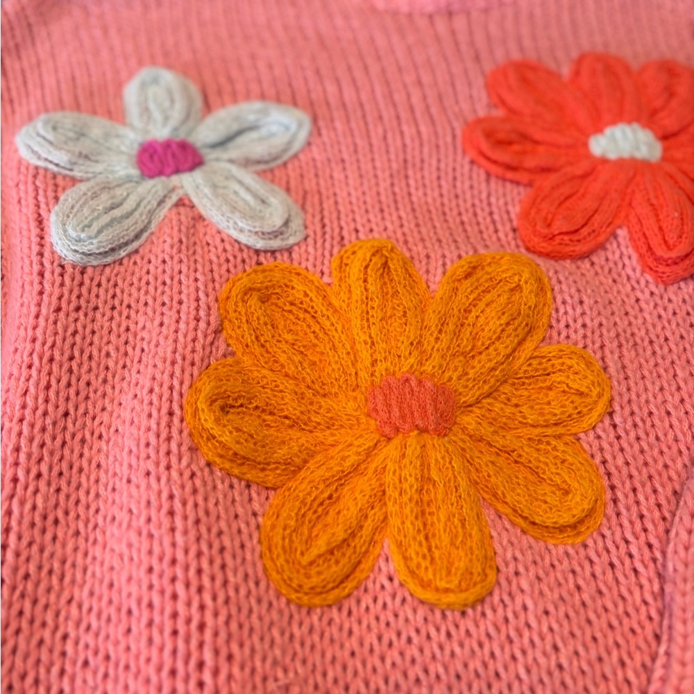 BiBi Floral Knit Sweater - Pink and Orange - Picture 3 of 5